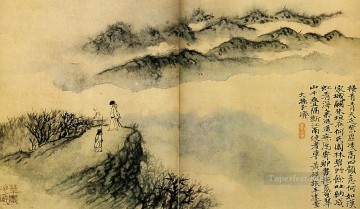 Arte Tradicional Chino Painting - Shitao última caminata 1707 chino antiguo